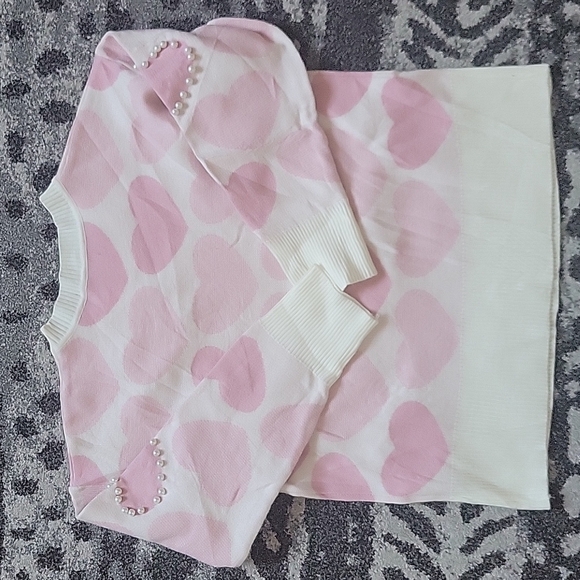 CHICWISH Pinky Heart Pearly Knit Sweater US S - Picture 4 of 7